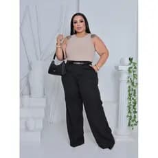 Calça Alfaiataria Plus Size Wide Leg Social Pantalona