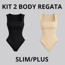 Kit 2 Body Regata Alça Larga Blusa Decote Quadrado Plus Size Bori