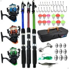 Kit De Pesca Completo Barato 3 Vara + 3 Molinete + Combo Maleta Com Acessorios