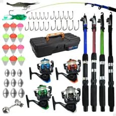 Kit De Pesca Completo Barato 4 Vara + 4 Molinete + Combo Maleta Com Acessorios