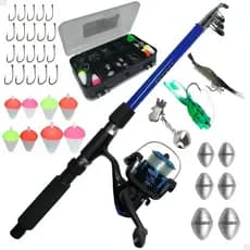 Kit De Pesca Completo Barato Vara + Molinete + Combo Estojo Com Acessorios