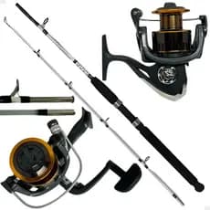 Kit de Pesca Vara Fibra Vidro Maciça 25 Lbs + Molinete 4000 Carretel de Alumínio E Drag de 10 kgs