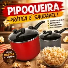 Pipoqueira Antiaderente 4,5 Litros Com Tampa de Vidro Haste Mexedora Vaporizador Panela de Pipoca