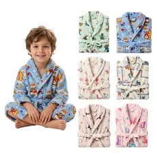 Roupão Banho Infantil Estampado Microfibra Kids Feminino/Masculino Com Bolsos e Cordão Para Ajuste