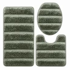 Jogo de Banheiro 3 Peças Antiderrapante Tapete Peludo Canelado Kit Conjunto Felpudo Premium