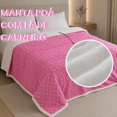Cobertor Poá Com Lã 2,00x2,20m Casal/Queen Estampado Bolinha Microfibra Manta Peluda Inverno