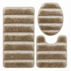 Kit 3 Tapetes Banheiro Antiderrapante Peludo Canelado Conjunto Felpudo Kit Premium