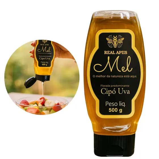 Mel Cipó-Uva Bisnaga Invertida 500g 100% Puro – Dosador Fácil e Natural Artesanal Sem Conservantes