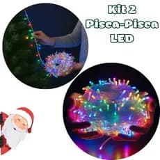 Kit 2× Pisca Pisca 100 LED Fio Transparente Luz Colorida 8 Funções Natal Decoração 2025