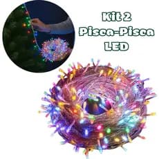 Pisca Pisca 100 LED Fio Transparente KIT 2 UNIDADES Natal Festas Luz Colorida Resistente
