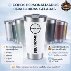 Copo Térmico 473ml Personalizado com Nome ou Logo | Inox Bebida Gelada Presente Brinde Empresa