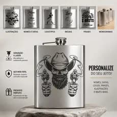 Porta Whisky 256ml Personalizado Cantil Inox Com Nome Gravado Flask Presente Para Homem
