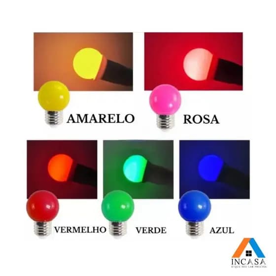 Kit 2 Lâmpadas Bolinhas Led 1w Colorida 110V-220V Abajur Decoração Festas