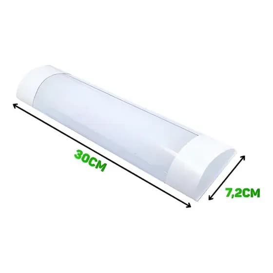 Kit 3 Luminária Led 9W Linear Tubular 30CM Branco Frio Sobrepor 6500K Bivolt Embuled
