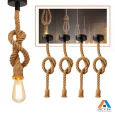 Kit 2 Pendentes Luminária Corda Sisal 1 Metro Bivolt 110v 220v Retro Vintage Rústico Decorativo E27