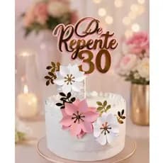 Topo de Bolo De Repente 30 Feminino Luxo em Camadas Aniversário 30 Anos