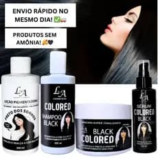 Combo Tonalizante Preto Black Intenso 4x1 Completo - Shampoo Condicionador Máscara e Sérum 120mL.