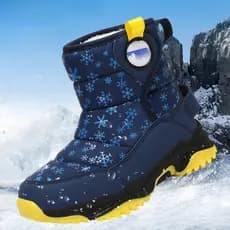 Botas De Neve Quentes De Inverno Infantis Unissex | Tênis Esportivos Antiderrapantes De Couro Da Moda