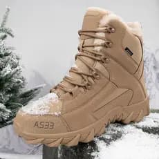 Botas Masculinas De Neve De Inverno De Alta Qualidade – Forro De Pelúcia Quente , Plataforma Antiderrapante Para Uso Ao