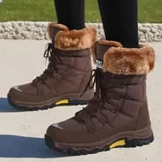 Botas Femininas De Neve De Algodão Com Forro De Lã Plus Size | Quentes Antiderrapantes Para Caminhada De Inverno Ao Ar L