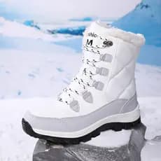Botas Femininas De Neve De Esqui De Cano Médio De Inverno Do Nordeste | De Algodão Planas Antiderrapantes Impermeáveis Q