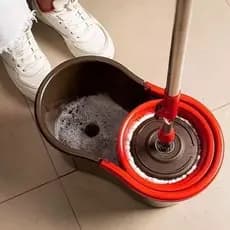 Mop Giratório Balde Esfregão Microfibra Limpeza Piso Chão Parede Cerâmica Rodo Alça Flexível
