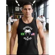 Camiseta de Jiu Jitsu Muay Thai Regata Boxe MMA Treino Academia Luta Preta