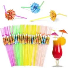 100 Pçs Cocktail Beber Canudos Guarda-Chuva Descartáveis Havaí Suco Sóis Para Bar Verão Decoração De Festa Em Casa
