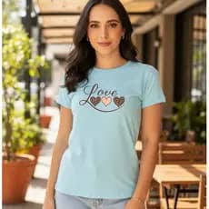T-shirt Feminina Blusa 100% Algodão Estampada Love Camiseta Gold Veste do P ao G3
