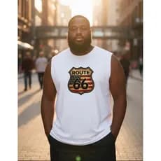 Camiseta Regata Masculina Plus Size 100% Algodão Gold Camisa Machão Route 66