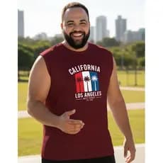 Camiseta Machão Plus Size Masculina 100% Algodão Gold Camisa Regata Estampada Califórnia G1 ao G4