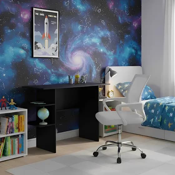 Kit Completo Escrivaninha Gamer Nichos Espaçosos + Cadeira Mesh para Escritório e Quarto Home Office