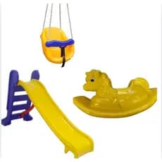 Kit Playground Infantil Valentina Brinquedos – Escorregador Médio 3 Degraus + Balanço BB + Unicórnio