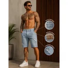 , bermuda jeans destroyed bermuda jeans rasgada estilo jovem envio rapido