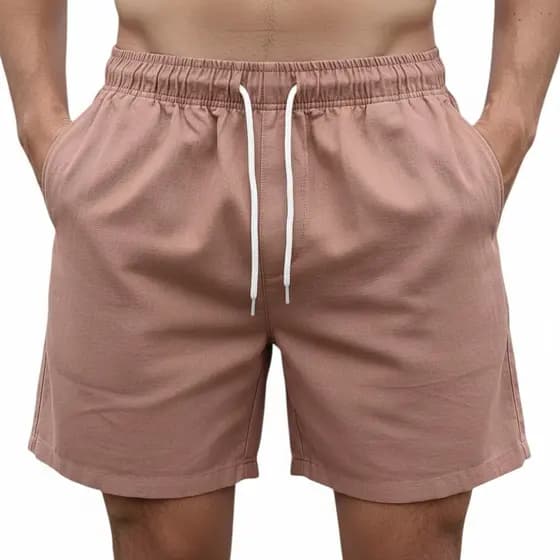 Bermuda Masculina Leve Linho 100% Algodão Para Praia Versátil Confortável Com Cordão Para Ajuste