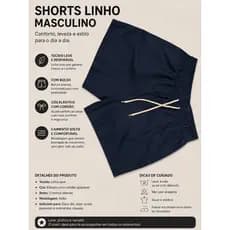 shorts de linho sofisticado moderno secagem rápida linho com algodão PLUS SIZE
