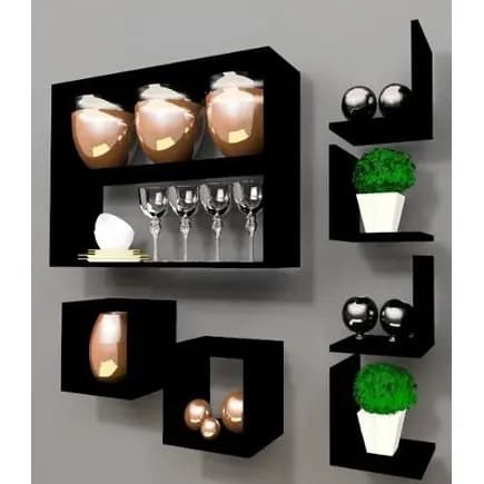Kit Nicho Mdf  7 Pecas Nicho Artesanato Decorativo Cru Artesanato Envio Montado Preto, Branco