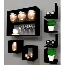 Kit Nicho Mdf  7 Pecas Nicho Artesanato Decorativo Cru Artesanato Envio Montado Preto, Branco