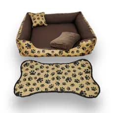 cama caes caminha cachorro até 15kg  porte médio com zíper + manta e tapete para comedouros