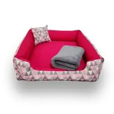 cama pet gato e cachorro  até 5kg caminha luxo macia e resistente com ziper kit 3 pças cama,manta e almofada