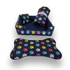 kit pra cachorro pequeno caminha pet 50x50cm cama +edredom e tapete p/comedouros