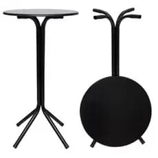 Mesa Bistrô Alta Redonda Preta Desmontável – Ideal para Bar, Varanda e Área Gourmet