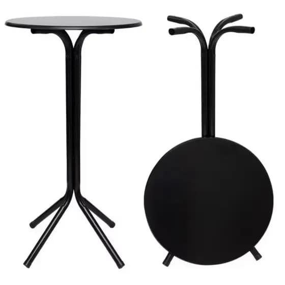 Mesa Bistrô Alta Redonda Preta – Mesa Desmontável para Bar, Restaurante, Varanda e Eventos