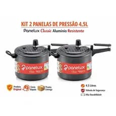 Kit 2 Panela de Pressão 4,5L Antiaderente Panelux Classic Alumínio Resistente Com Válvula de Segurança Original Teflon