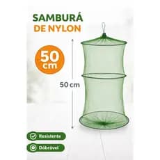 Samburá Saco Guarda Peixe Nylon 50cm Grande Resistente Dobrável Retrátil Reforçado