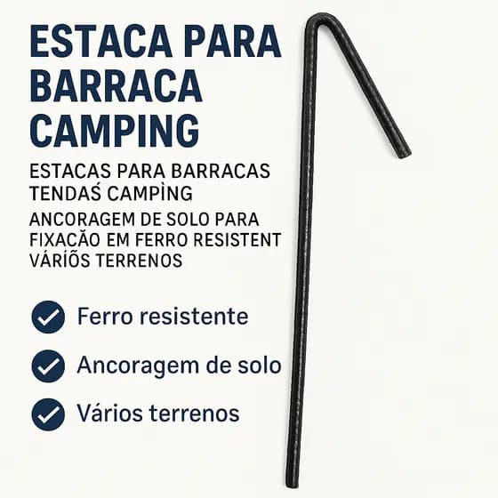 Estaca Para Barraca Camping - Fixação Forte e Segura!  - KIT 10 UND