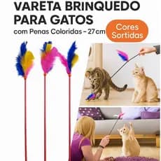 Vareta com Penas para Gatos – Brinquedo Divertido e Estimulante 10 und