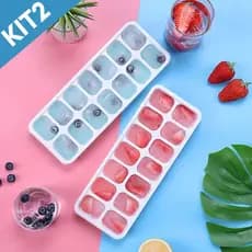 Kit 2 Formas Gelo Silicone Fácil de Tirar Cubos Bebida Papinha