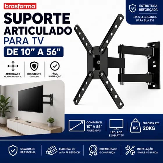 Suporte Articulado Para TV 14 Até 55 Polegadas Braço Longo Reforçado Universal