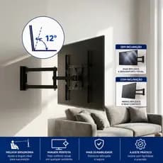 Suporte Universal Para TV Articulado 23 a 70 Polegadas Brasforma Braço Longo Preto